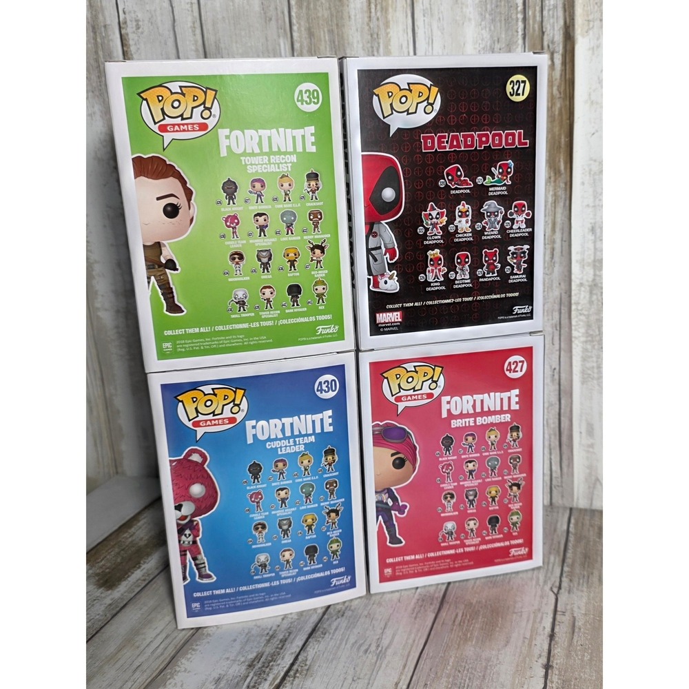 Funko Pop Fortnite & Deadpool Lot of 4 Brite Bomber Cuddle Team Bedtime 427 430 - Picture 6 of 8